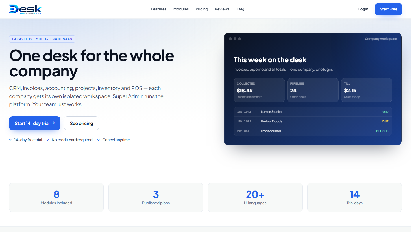 Creavix Desk SaaS Platform